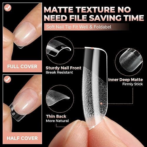 UNA GELLA Nail Tips Square: Pre-etched Matte Extra Short Square Soft Gel Nail Tips Full Cover 120pcs False Fake Nails Tips for Acrylic Nails Clear Gelly Tips Home DIY Salon 12 Sizes for Women thumbnail 5