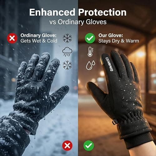 Cevapro Thermal Winter Gloves, Anti-slip Touch Screen Gloves Warm Glove for Running Cycling Driving Skiing thumbnail 5