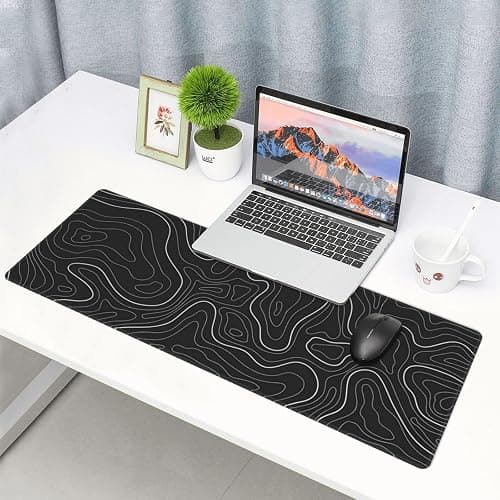 Topographic Contour Extended Big Mouse Pad Large,Gaming Mouse Pad Desk Pad,31.5x11.8 Inch Long Computer Keyboard Mouse Mat Mousepad with 3mm Non-Slip Base and Stitched Edge for Gaming and Office thumbnail 2