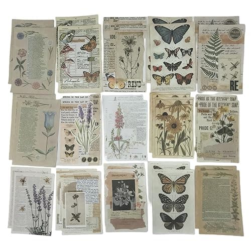 200PCS Vintage Scrapbooking Supplies Kit for Journaling, Scrapbook Sticker Paper Pack for for Bullet Journals Junk Journal Planners Aesthetic Cottagecore Room Decor Wall Art Collage Album (Nature) thumbnail 4