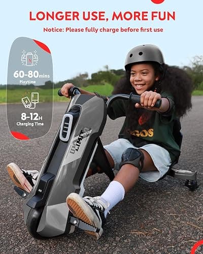 Electric Go Kart for Kids Ages 6-12 - 12V Drifting Go Cart Shift - 360° Spin, Twist Grip, Stepless Speed, Max 5 MPH, 3 Adjustable Seat, Music, Drift Kart for Riders up to 132 lbs, Black thumbnail 4