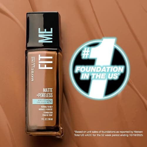 Maybelline Fit Me Matte + Poreless Liquid Oil-Free Foundation Makeup, Natural Beige, 1 Count (Packaging May Vary) thumbnail 4