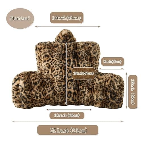 Animebody Reading Pillows for Boyfriend Adult,Velvet Back Pillow Bed Wedge Large, Back Rest Support Cushion for Sitting in Bed Kids Children 18inch-Rainbow Leopard thumbnail 2