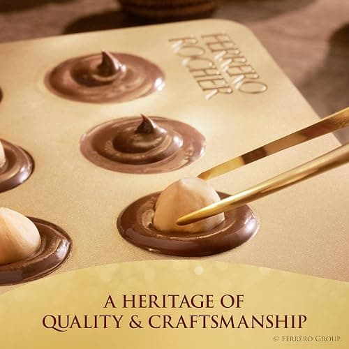 Ferrero Rocher Gourmet Hazelnut Milk Chocolate Gift Box, 42 Individually Wrapped Chocolates, 18.5 oz thumbnail 9