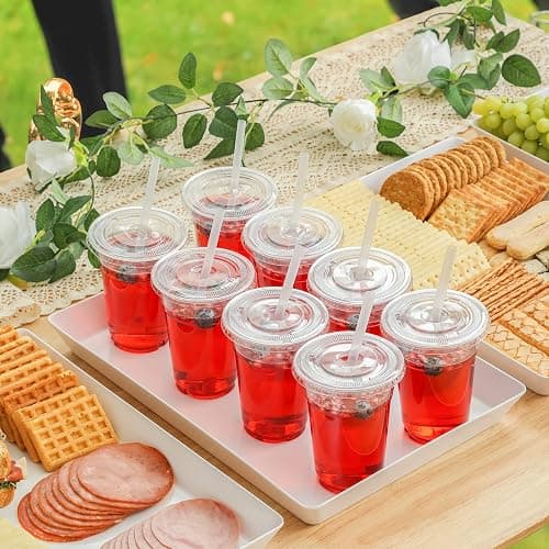VITEVER [100 Sets - 16oz] Clear Plastic Cups with Lids and Straws, Disposable Iced Coffee Cups for Smoothie, Milkshake, Cold Drinks - BPA free thumbnail 7