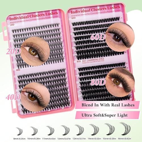 Lash Clusters 4 Style DIY Lashes Clusters Eyelash Clusters False Eyelashes Cluster Eyelash Extensions Wispy Lash Clusters Pestañas Postizas Naturales Soft Cluster Lashes(640pcs 20D+40D+60D+80D,9-16mm) thumbnail 8