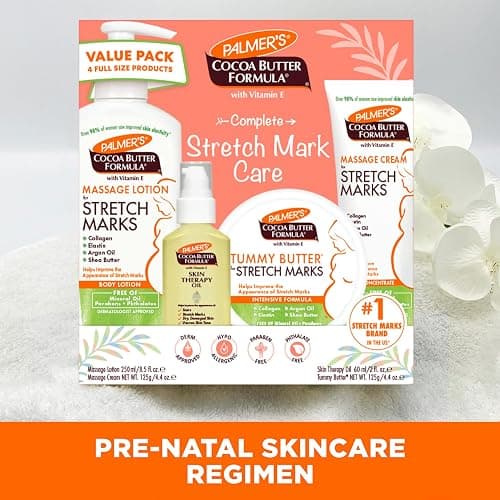 Palmer's Cocoa Butter Formula Pregnancy Skin Care Kit for Stretch Marks and Scars, Dermatologist Approved, Gift for Mom to Be, 4 Piece Full Size Set thumbnail 4