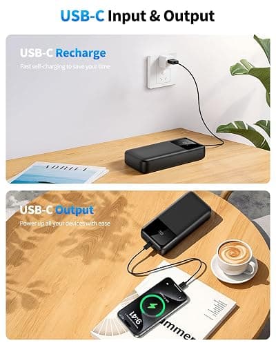Power Bank Portable Charger 40000mAh, 22.5W Fast Charging, Built-in USB-C & Lightning Cables, Charge 5 Devices Simultaneously LED Display for iPhone and Android Phones and Most Electronic Devices thumbnail 6