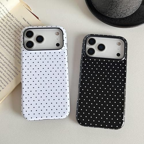 Longlayss Compatible for iPhone 17 Pro Max Case Cute Polka Dot Phone Case | Cute Aesthetic Polka Dot Phone Cover for Women Girl Shockproof Slim TPU and Hard PC Protective Cover (White) thumbnail 9