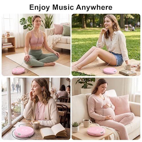 Gueray CD Player Portable with Earphones, CD Discman AUX Cable for Car Home | Personal Discman CD player,PROG memory, CD-R/RW MP3/WMA, Anti-skip shockproof protection, A-B repeat,LCD display thumbnail 7