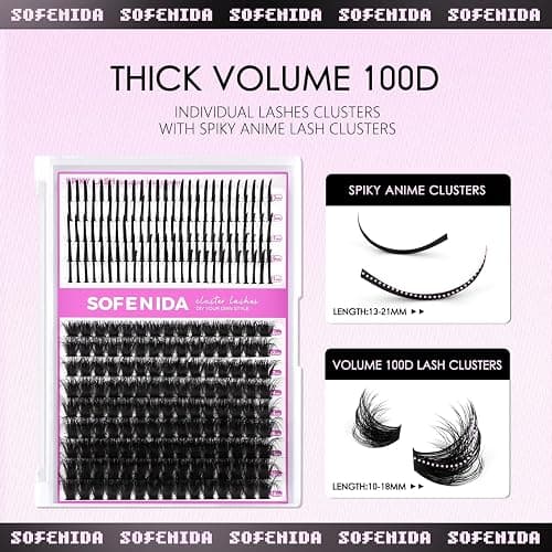 Lash Clusters Thick Lash Cluster with Lash Spikes 13-21MM Eyelash Clusters Thick Volume DIY Fairy Spiky Lash Extension Manga Lash Clusters Volume Cluster Lashes by SOFENIDA(100D-10-18MM) thumbnail 2