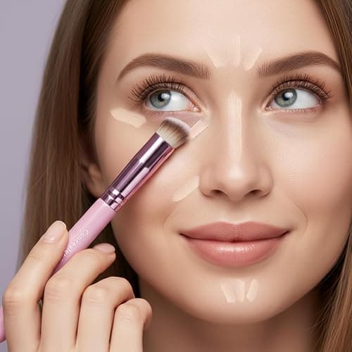 LAMORA Concealer Makeup Brush Under Eye - Angled Flat Top Kabuki Nose Contour Brush - Ideal for Concealing Blending Setting Buffing with Powder Liquid Cream Cosmetic - Small Makeup Foundation Brush thumbnail 2