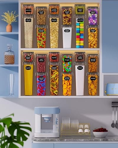 Airtight Food Storage Containers with Lids, 15 PCS Kitchen and Pantry Organization Canisters, BPA-Free, PVC-Free, Food-grade Plastic Leak-proof Jars for Cereal, Flour, Sugar, Extra 24 Labels & Marker thumbnail 8
