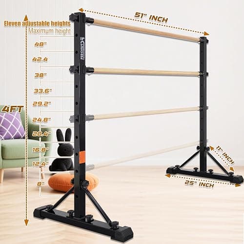 FC FUNCHEER Adjustable Ballet Barre,Portable Dance bar,Fitness Equipment for Dance & Balance Excercise,Super Sturdy for Balance Workout,Weight Limit 250 LBS thumbnail 2