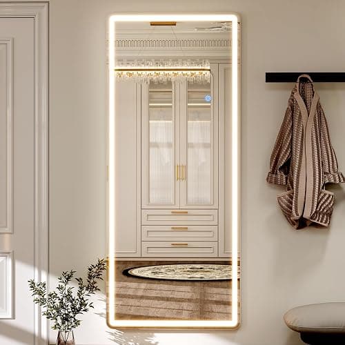 HARRITPURE Full Length Mirror with LED Lights - 71"x26" Lighted Floor Mirror for Bedroom/Cloakroom, Standing Mirror with Lights Dimmable & 3 Color Lighting thumbnail 2