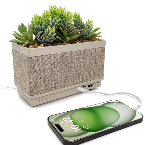 iHome PowerPlant Charging Station, Faux Succulent with USB Charging Station (Power Plant Speaker) - Image 1