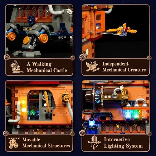Lumibricks Mecha-Alchemist's Moving Castle Lighting Building-Bricks Set, 2690 Pcs Gearwerk Alchemy Lab Collection Display Set for Adults and Steampunk Lovers thumbnail 4