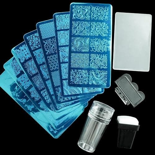 AddFavor Nail Stamper Kit 7pcs Nail Stamping Plates Geometric Mandala Flower Nail Stencils with 2 Stamp and 2 Scraper for Home Salon Manicure Design Supplies Tools thumbnail 5
