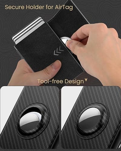 typecase AirTag Wallet for Men: Compatible with Apple AirTag (1st & 2nd Generation), RFID Blocking, Genuine Leather, Slim & Minimalist Design - 14 Card Capacity | ID Window | Cash Slot (Carbon Fiber) thumbnail 9