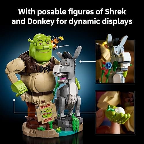 LEGO Shrek: Shrek, Donkey & Puss in Boots 72423 | Collectible Building Set for Adults, Ages 18+, Movie Display for Bedroom or Book Shelf, 1,403 pieces, Gift for Men & Women thumbnail 4