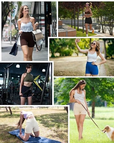 Moozava Women's Biker Shorts 4"/6"/8" High Waisted Tummy Control Workout Gym Yoga Running Volleyball Spandex Shorts 3 Pockets thumbnail 6