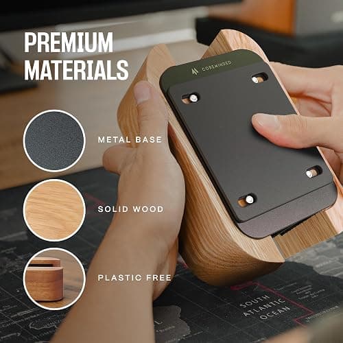 COREMINDED Adjustable Dual Vertical Laptop Stand for Desk, Wooden Laptop Holder, MacBook Pro Stand, Wood Mac Air Dock thumbnail 5