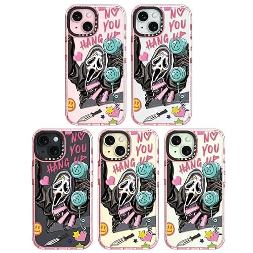 Rosarnnah Compatible for iPhone 15 Case Cute - Durable Shockproof 6.6 ft Drop Impact Phone Case - Funny Skeleton Design for iPhone 15 6.1" Glitter Pink thumbnail 7