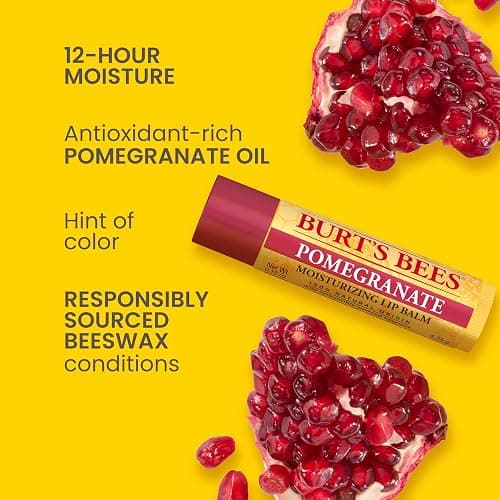 Burt's Bees Lip Balm - Pomegranate, Lip Moisturizer With Responsibly Sourced Beeswax, Tint-Free, Natural Origin Conditioning Treatment, 2 Tubes, 0.15 oz. thumbnail 2