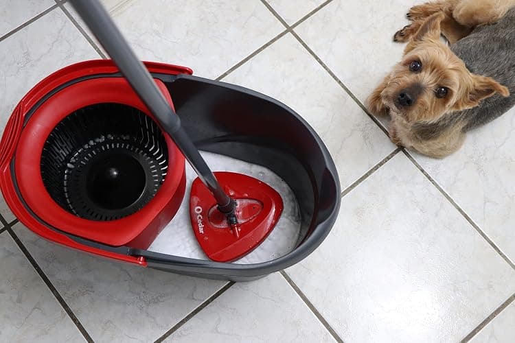 O-Cedar EasyWring Microfiber Spin Mop, Bucket Floor Cleaning System, Red, Gray, Standard thumbnail 18