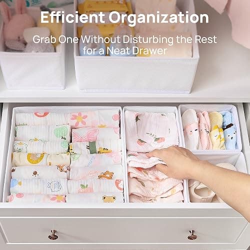 Vtopmart 12Pack Drawer Organizer for Clothes, Underwear Organizer Bins, Foldable Fabric Closet Storage Organization, Dresser Drawer Dividers for Baby Clothing, Bra, Socks, Ties, Scarf thumbnail 4