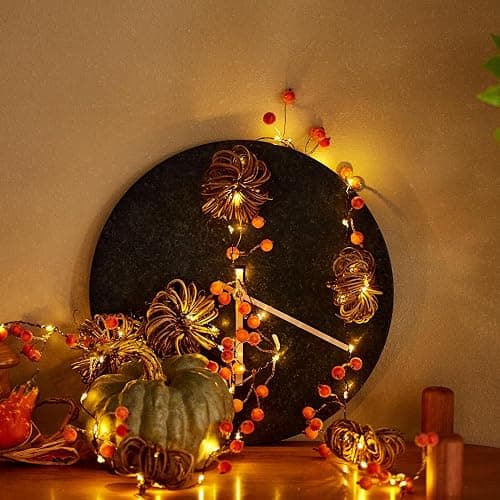 MIYA LIFE Nature Rattan Pumpkin Lights - 10FT 30 LED Cozy Fall Garland with Lights Battery Operated Charming Thanksgiving Decorations with Remote - Ideal Thanksgiving Garland Fall Decorations for Home thumbnail 5