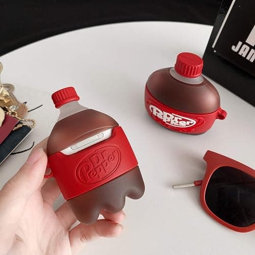Shineyii for Airpod 2/1 Soft Silicone Case Cute Cartoon Kawaii Funny Cover Fashion Drink Protective Skin Accessories Keychain for Girls Teens Cases for Air Pods Compatible with Airpods 2&1, Dr Pepper thumbnail 6