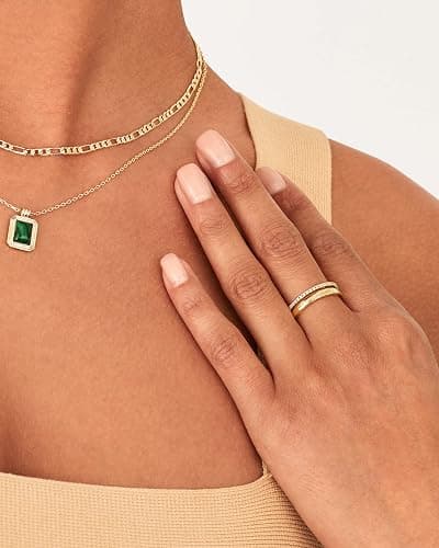 PAVOI 18K Gold Plated Cubic Zirconia Dual Stacking Rings for Women | Gold Eternity Band for Women | Thumb Ring thumbnail 4