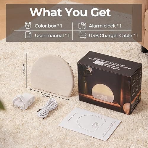 Sunrise Alarm Clock Bedside,Wake Up Light Sunrise Alarm Clock with 11 RGB Lights,Digital Dimmable Alarm Clock for Bedroom,White Noise Machine with 30 Sleep Sounds,Sunlight Alarm Clock,Sleep Aid Gift thumbnail 7
