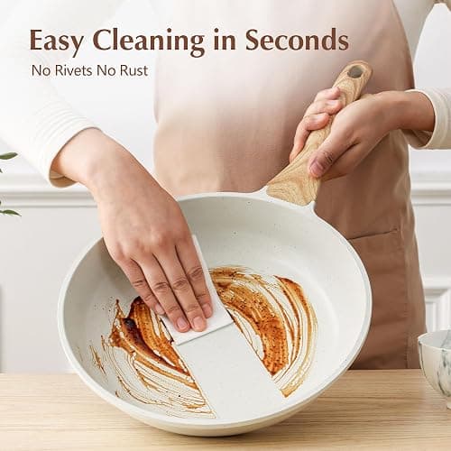 SENSARTE Nonstick Ceramic Frying Pan Skillet with Lid, 9.5 Inch Omelet Pan, Healthy Non Toxic Chefs Pan, Induction Compatible Egg Pan with Heat Resistant Handle, Free of Intentionally Added PFAS/PTFE thumbnail 7