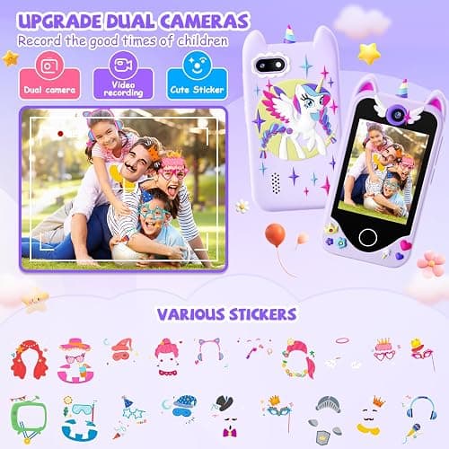 Kids Smart Phone for Girls Gifts - Toddler Christmas Birthday Gift for Age 3 4 5 6 Year Old, Kids Cell Phone Toy with Touchscreen, Dual Cameras, Learning, Kid Mp3 Player, Games with 32 GB Card thumbnail 5