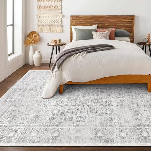 LIVEBOX 10x14 Area Rugs, Extra Large Grey Area Rug for Living Room Boho Soft Non-Slip Rug, Low Pile Non-Shedding Indoor Carpet for Dining Room Bedroom High Traffic Areas thumbnail 8