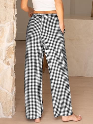 ANRABESS Womens Striped Gingham Pants 2026 Pajama Lounge Boxer Pants Cute Comfy PJ Bottoms with Pockets Y2K Plaid Outfits thumbnail 3