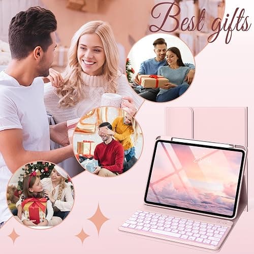 BQDIYOO Case for iPad 11th/10th Generation with Keyboard, 11-inch A16 & 10.9 inch 7 Colors Backlit Wireless Bluetooth Keyboard Case with Pencil Holder, Cover for iPad 11/10 Gen 2025/2022, Pink thumbnail 9