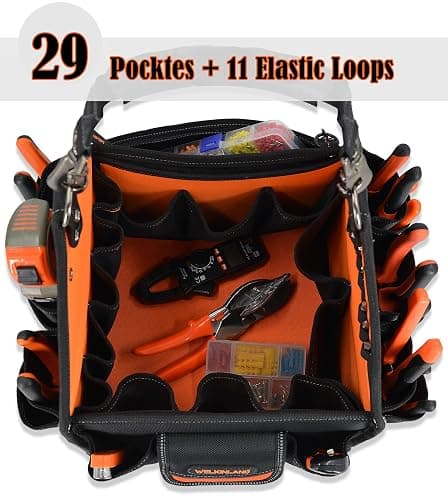 WELKINLAND 40-Pockets HVAC Tool Tote, 25L Open Top Electrician Tool Bag | Heavy-Duty Tool Bag HVAC,Easy-Access Technician Tool Bags,Stand-Up Tools Bag For Plumbers,Comfy Tools Bag With Shoulder Strap thumbnail 5