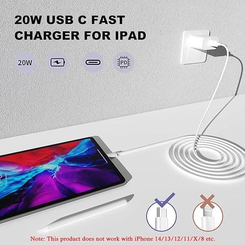 iPhone 17 16 15 Charger Fast Charging,2Pack 20W Apple iPad USB C Wall Chrager Block with 6FT USB C to C Cable for iPhone 17/Pro/Pro Max/17 Air/ 16/16 Pro/16 Pro Max/15/Plus/Pro/Pro Max (White) thumbnail 4
