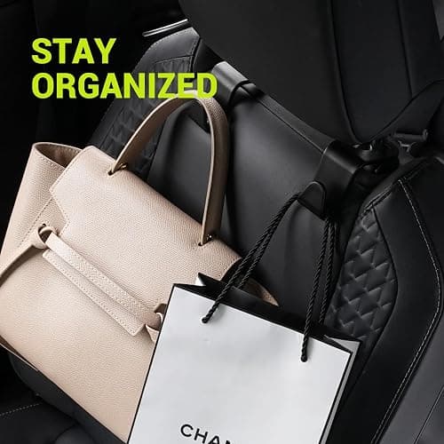 SodaRide Car Seat Headrest Hook 4 Pack,Purse Holder Hook for Car Organizers and Storage,Car Organization Accessories for Women Road Trip Essentials,Long thumbnail 2