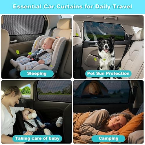 XCBYT 2015-2020 Tucson Window Shades, 4-Pack Magnetic Cooling Mesh | Blocks heat for camping & baby sleeping. Front shades are partial for rearview mirror. Wait 24h for clips to set thumbnail 7