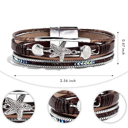VIBILIA Boho Leather Wrap Bracelets for Women Multi-Layer Bracelets with Strong Clasp Jewelry for Women thumbnail 3