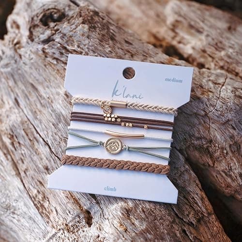 K'lani Climb Hair Tie Bracelets - Elastic Ponytail Holder - Medium | Doubles as stylish jewelry; strong-hold ponytail holder; gift for birthdays, Mother's Day & graduation; set of 5 thumbnail 6