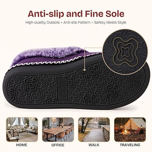 EverFoams Women's Bootie Slippers Warm Soft House Shoes with Fluffy Collar thumbnail 6