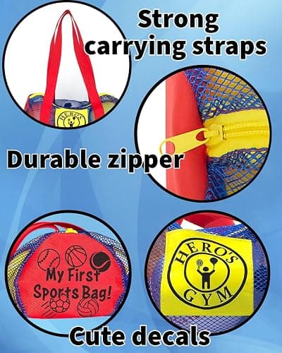 Hero Brands My First Sports Bag! 6-Pack of 3.5 inch Foam Balls with Gym Bag, Kids and Toddlers 3+, Toddler Sports Balls thumbnail 3