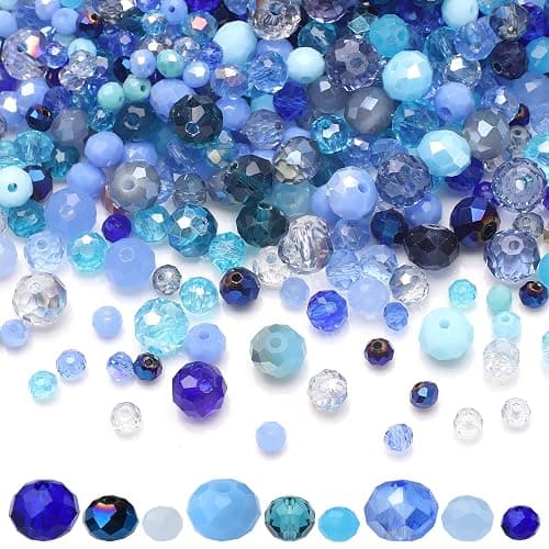 KINGSHINE 4/6/8mm Crystal Glass Beads,3 Sizes Total 1000pcs Faceted Briolette Rondelle Beads with Container,Loose Spacer Beads for DIY Beading Projects,Earrings,Necklaces(Blue Color) - Image 1