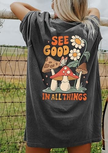 CSDAJIO Women's Trendy Oversized T Shirt Graphic Tee Crewneck Short Sleeve Loose Cute Going Out Summer Tops thumbnail 3