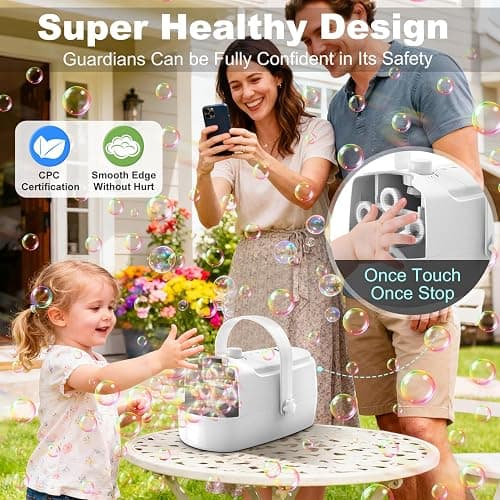 Bubble Machine Durable Automatic Bubble Blower, 18000+ Big Bubbles Per Minute Bubbles for Kids Toddlers Bubble Maker Operated by Plugin or Batteries Bubble Toys for Indoor Outdoor Birthday Party thumbnail 4